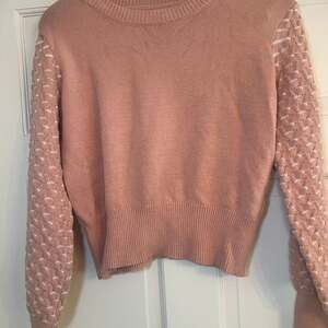 Imitation Pearl Embellished Puff Sleeve Sweater